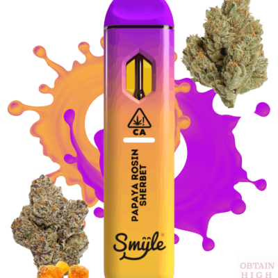 Papaya Rosin Sherbet 1.5 Grams THC Live Rosin Infused Disposable Pen by Smyle