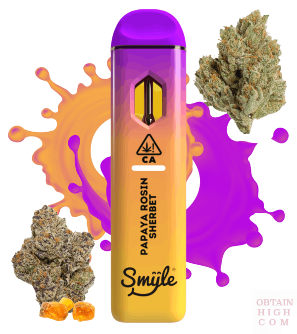 Papaya Rosin Sherbet 1.5 Grams THC Live Rosin Infused Disposable Pen by Smyle