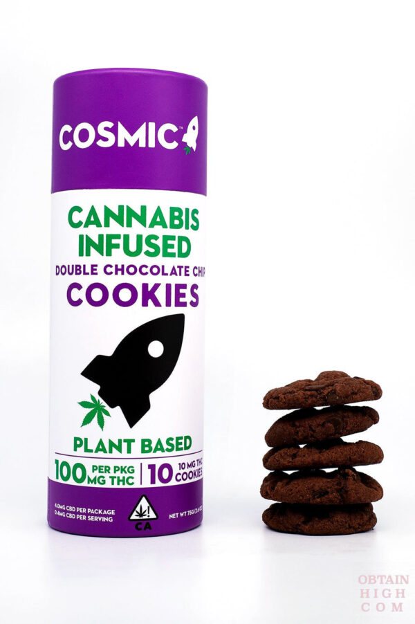 Tube of Double Chocolate Chip Cookies 100MG THC by Cosmic Edibles