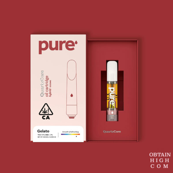 Gelato 33 Hybrid 1 Gram THC QuartzCore Cartridge by PURE