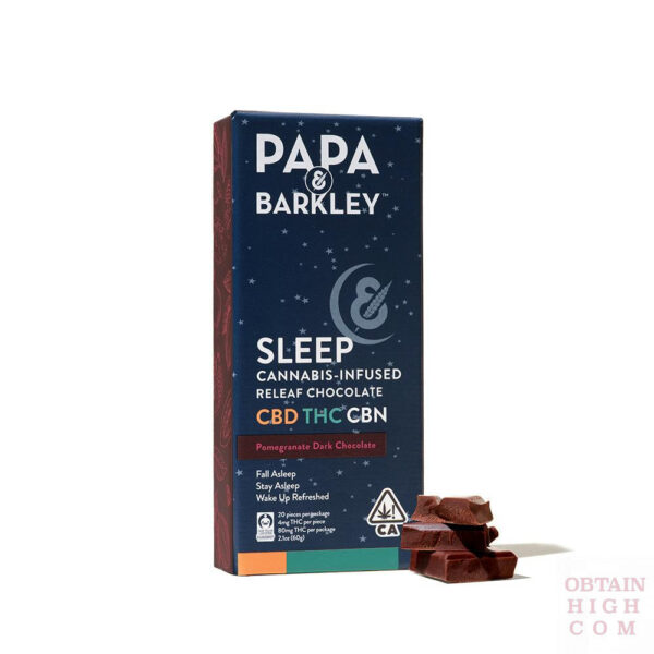 Pomegranate CBN Sleep Releaf Dark Chocolate Bar by Papa and Barkley 2