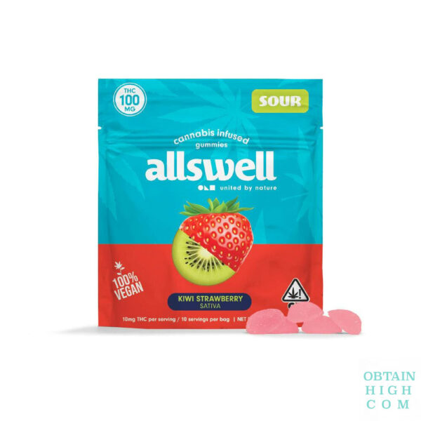 Kiwi Strawberry THC Cannabis Infused Gummies 100mg by Allswell