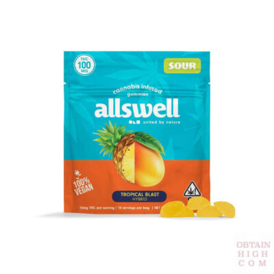 Tropical Blast THC Cannabis Infused Gummies 100mg by Allswell