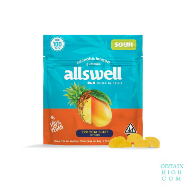 Tropical Blast THC Cannabis Infused Gummies 100mg by Allswell