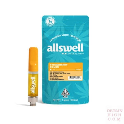 Strawberry Cough 1 Gram Sativa Cannabis Vape Cartridge by Allswell