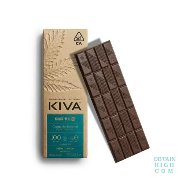 Kiva Midnight Mint THC:CBN 5:2 Dark Chocolate Bar by Kiva Confections