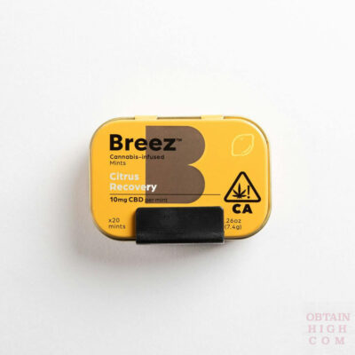 Breez Citrus Recovery Cannabis-Infused tin of mints