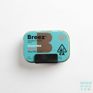 Breez Sativa Cannabis-Infused tin of royal mints