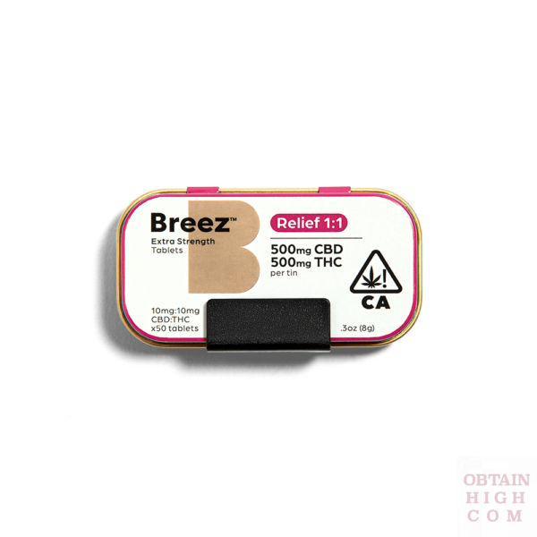 Relief Cannabis Tin of Tablets by Breez